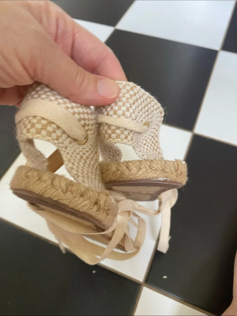 J. Crew Cream Canvas Espadrille Lace-Up Sandals women’s size 12